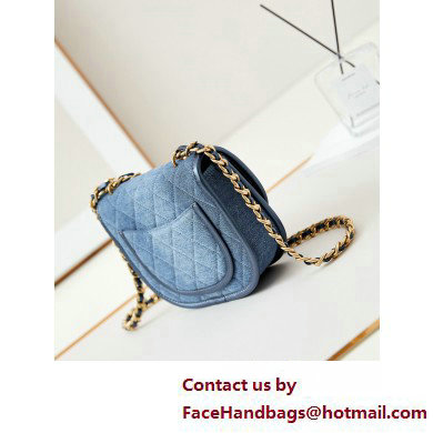 Chanel Washed Denim  &  Gold-Tone Metal Small Messenger Bag AS4850 Blue 2025